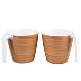 2 Stück Melamin Tasse 350 ml ideal für Camping - Bambi Braun - Stapelbar - 2 Personen Holzoptik Trinkbecher Kaffeetasse Kaffeebecher